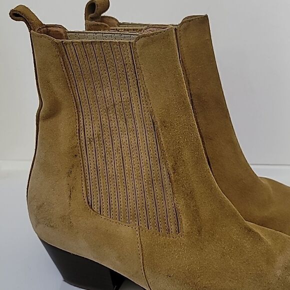 Sandro Amelya Ankle Boots with Elastic in Brown Suede Leather - Picture 5 of 11